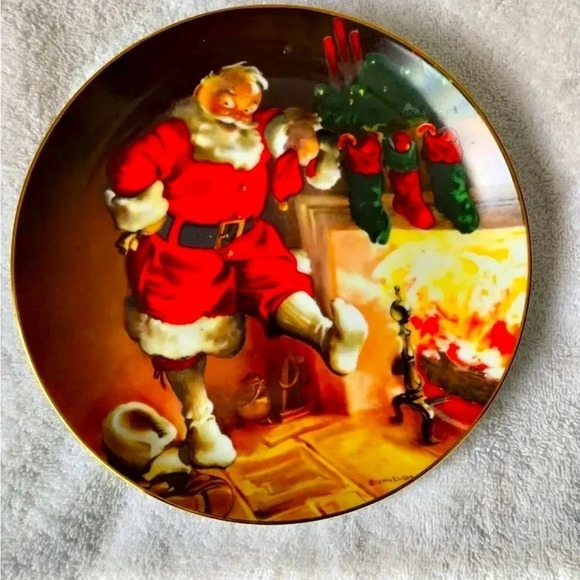 Santa By the Fire - Knowles Haddon Sundblom Series Collectors Plate COA EUC - Picture 1 of 3